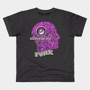 Play some Mo Funk Funky 70s Music Sub Woofer speaker Purple Paisley skull Kids T-Shirt